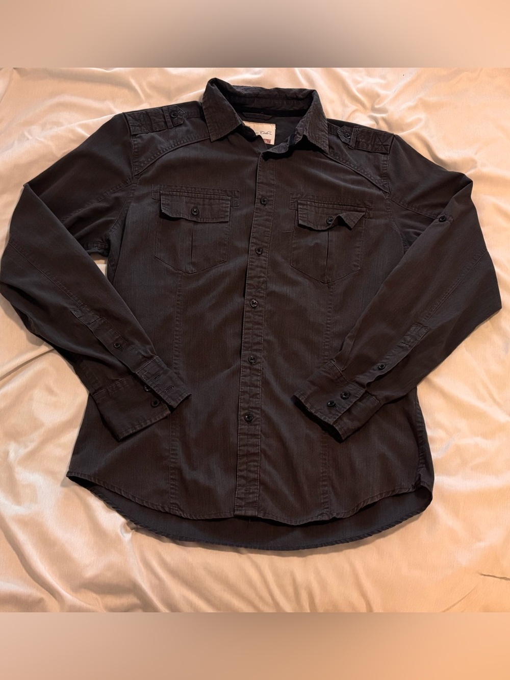 Men's Long Sleeve Button-Up Shirt in Dark Charcoal